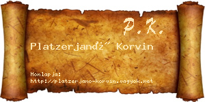 Platzerjanó Korvin névjegykártya